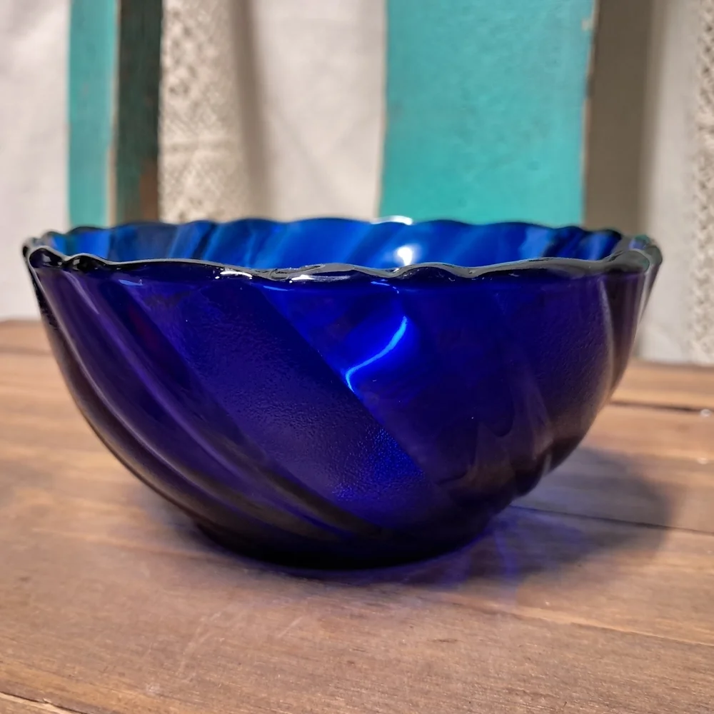 Set Of 4 Duralex Cobalt Blue Swirl 5.5